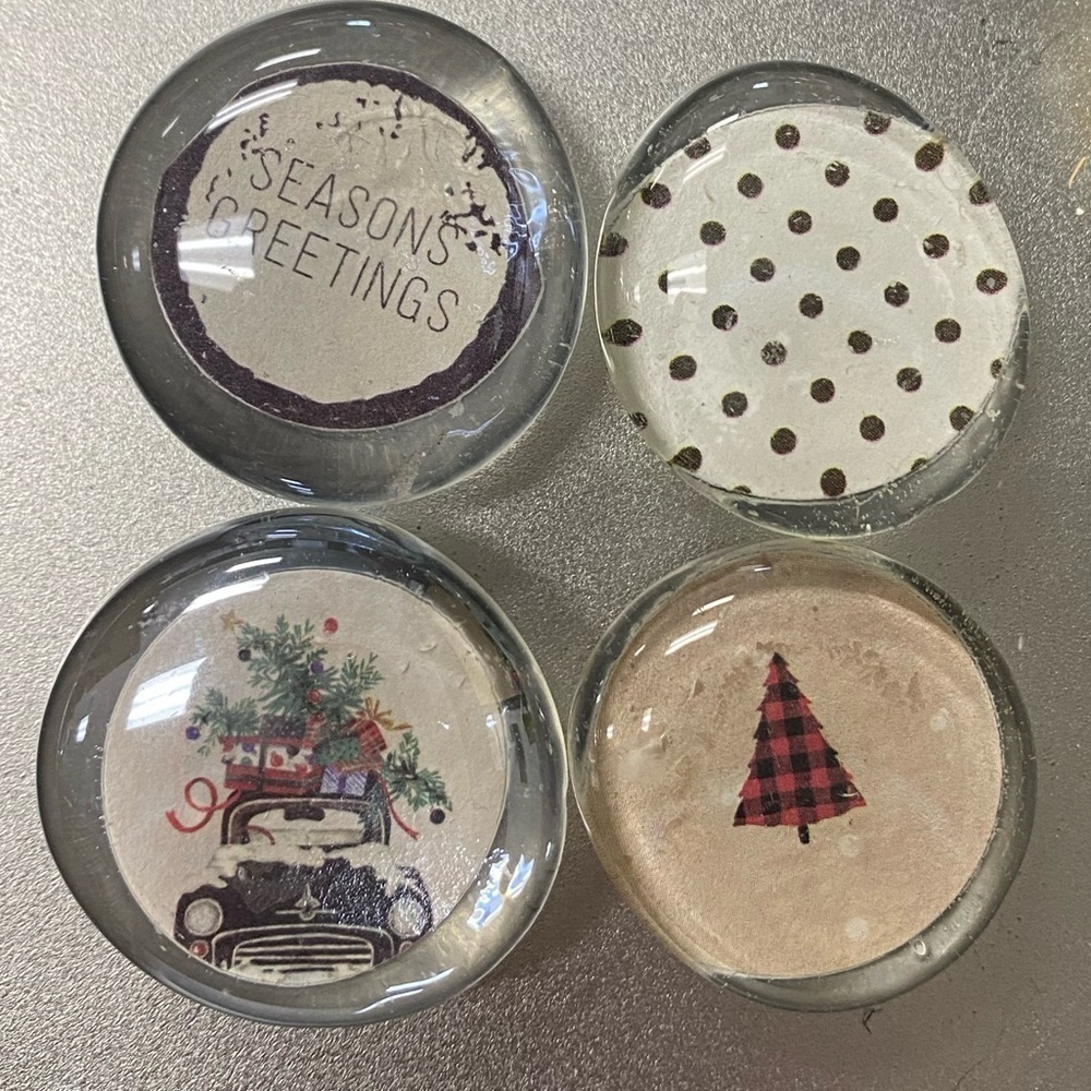 Glass Christmas Magnets Set of 4 - Handmade NEW